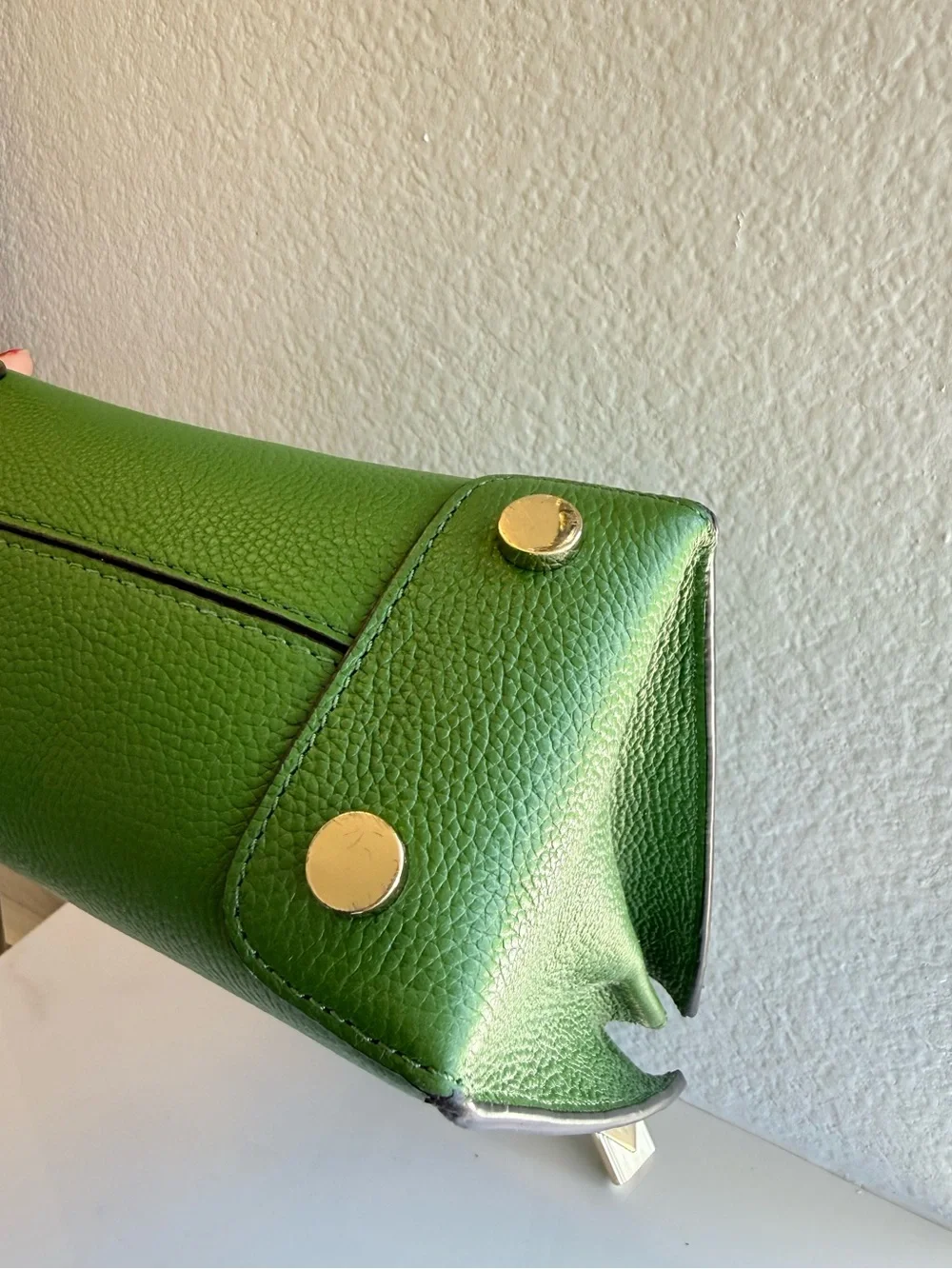 Michael Kors Mercer Medium Pebbled Leather Green Crossbody Hand Bag Purse